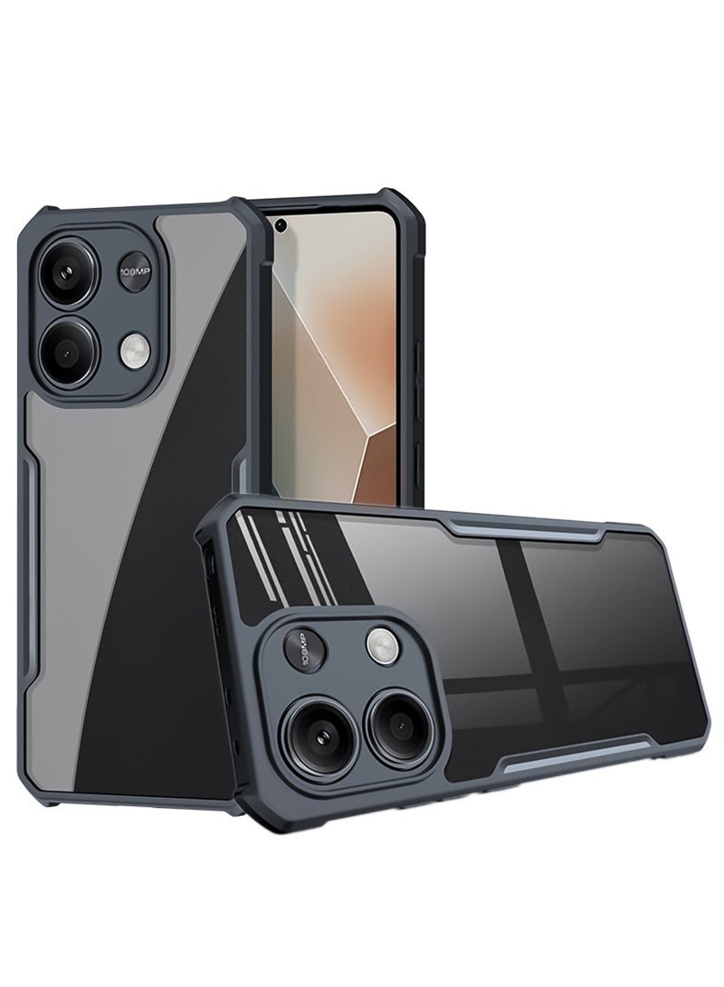 For Xiaomi Redmi Note 13 Pro 4G Cover, Camera Lens Protection Back Cover, TPU Shockproof Airbags Bumper Mobile Phone Case, Slim Fit Anti-Yellowing PC Mixed Material Protective Casing (Black Clear) - Image 1