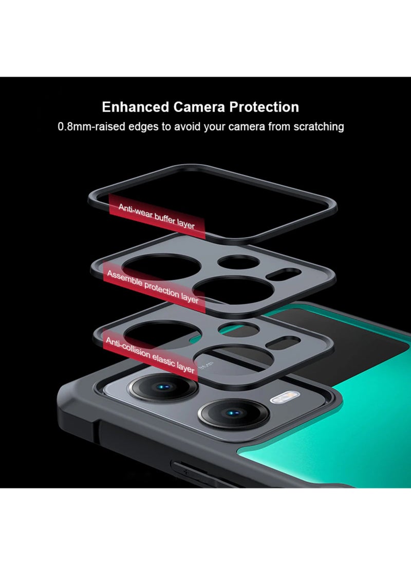 For Xiaomi Redmi Note 13 Pro 4G Cover, Camera Lens Protection Back Cover, TPU Shockproof Airbags Bumper Mobile Phone Case, Slim Fit Anti-Yellowing PC Mixed Material Protective Casing (Black Clear) - Image 4