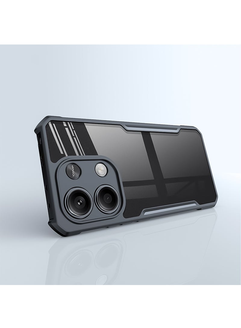 For Xiaomi Redmi Note 13 Pro 4G Cover, Camera Lens Protection Back Cover, TPU Shockproof Airbags Bumper Mobile Phone Case, Slim Fit Anti-Yellowing PC Mixed Material Protective Casing (Black Clear) - Image 5
