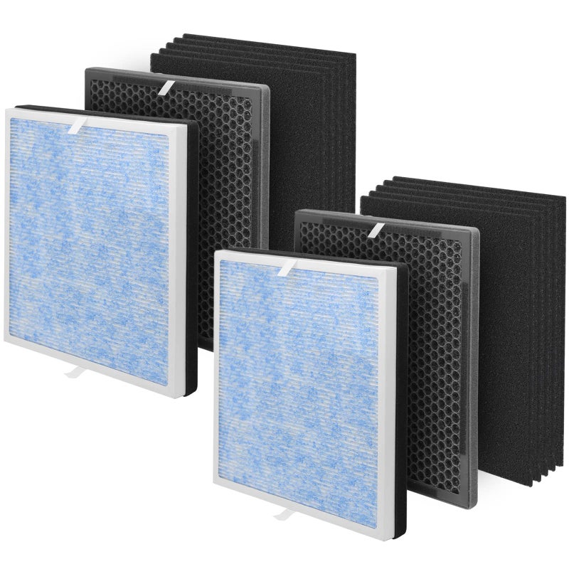 Ulrempart Replacement Air Filter Compatible with RENPHO Model RPAP001 RPAP002 RPAP001S 10Pack Extra Charcoal Filters 2X Activated Carbon Filter and 2X H13 True HEPA Filter