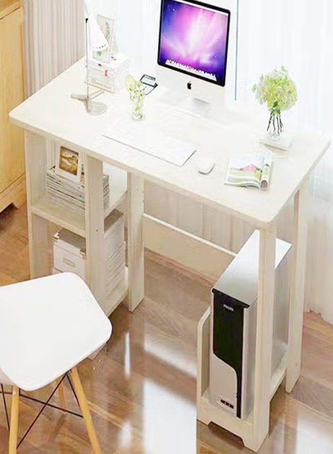 سي آند سي هوم طاولة كمبيوتر حديثة متعددة الوظائف للمنزل والمكتب مع أرفف تخزين لغرفة الدراسة وأثاث المكاتب بيج 90 × 37 × 72 سم - Image 1