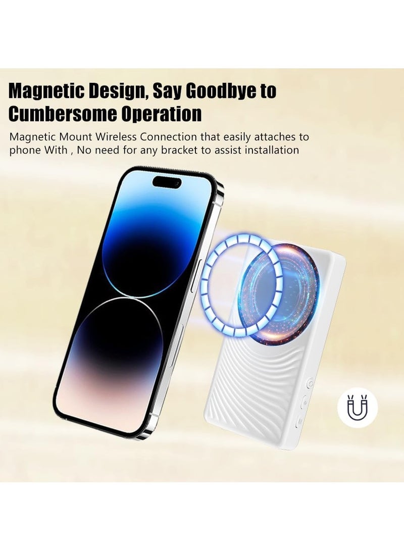 Nanak شاشة مراقبة سيلفي جديدة للهاتف، تركيب مغناطيسي، اتصال لاسلكي، شاشة مراقبة الكاميرا الخلفية متوافقة مع هواتف آيفون وأندرويد، مزامنة كاميرا الهاتف الخلفية لبث سيلفي تيك توك (أبيض) - Image 4