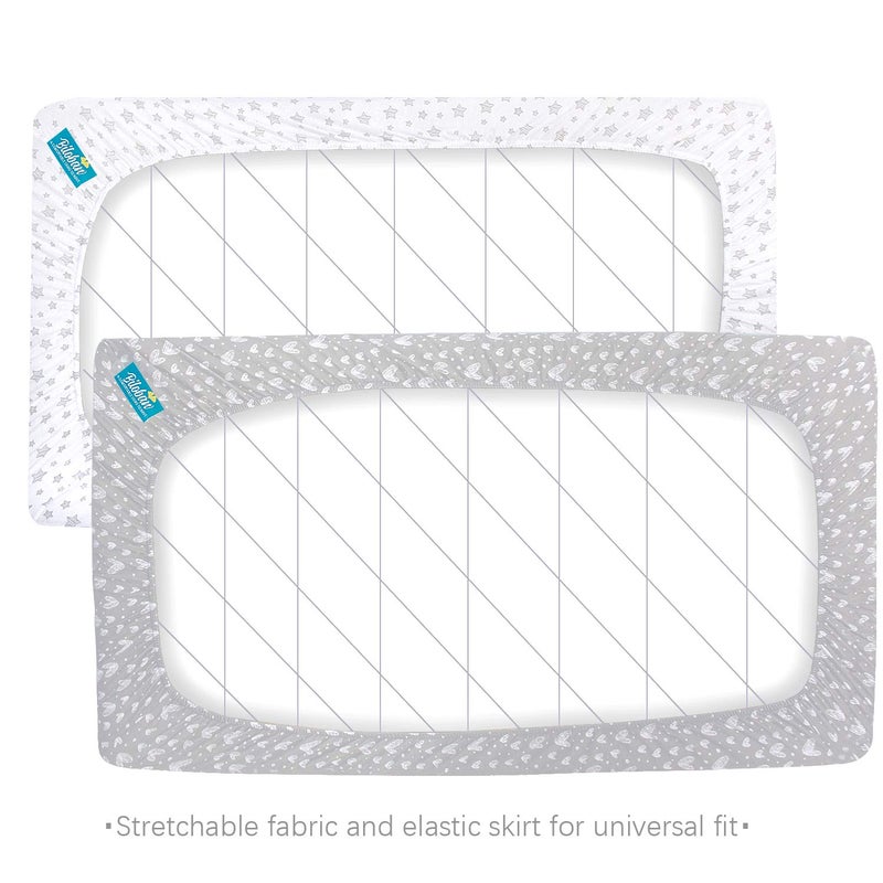 Biloban Crib Sheets Fitted, 2 Pack Crib Sheet Fits for Standard Crib and Toddler Mattress, 100% Jersey Knit Cotton Crib Sheet for Baby Boys & Girl, Star and Heart Print - Image 5