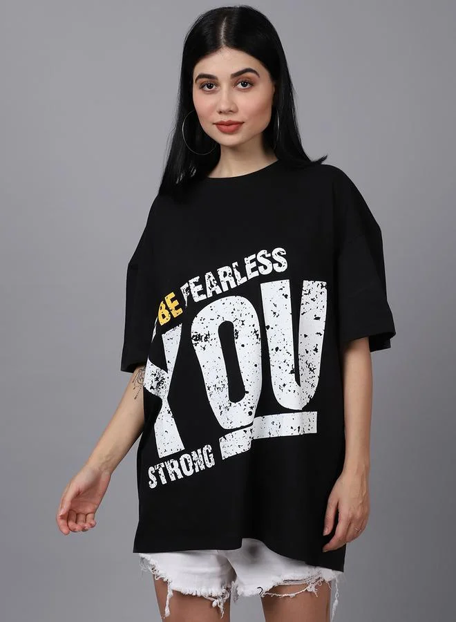 Take Two Women Black Oversized Graphic Print T-Shirt By Door74