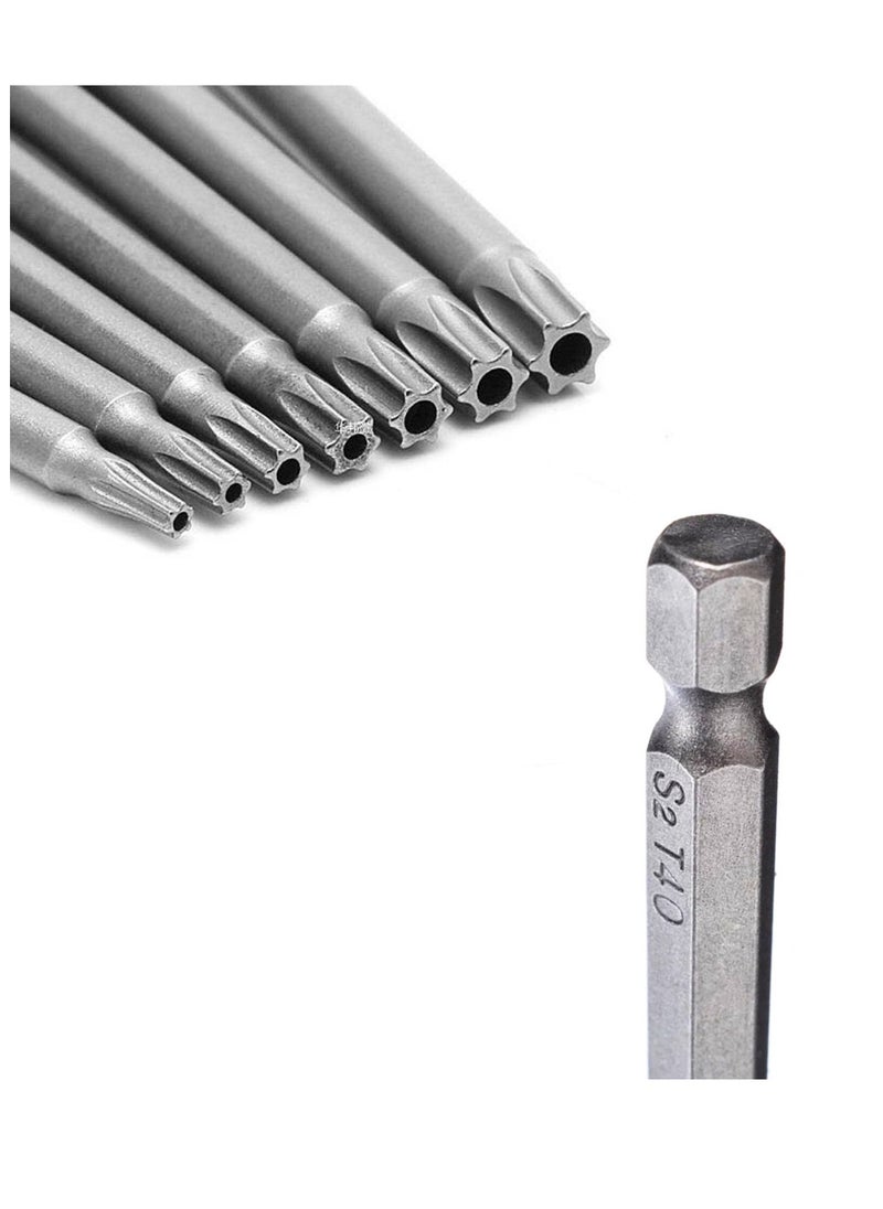 Yakumuz - Torx Screwdriver Set Long, Yakumuz 4 Inch 11 PCS T6-T40 Magnetic Torx Security Screwdriver Bits Set, 1/4” Hex Shank Security Tamper Proof Long Screwdriver Bit Set for Drill - Image 1
