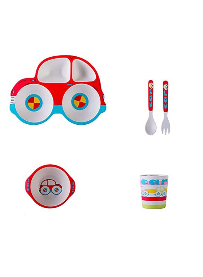 Five Piece Car Shaped Dinnerware Set with Bright Colors and Cute Animal Designs - Image 5