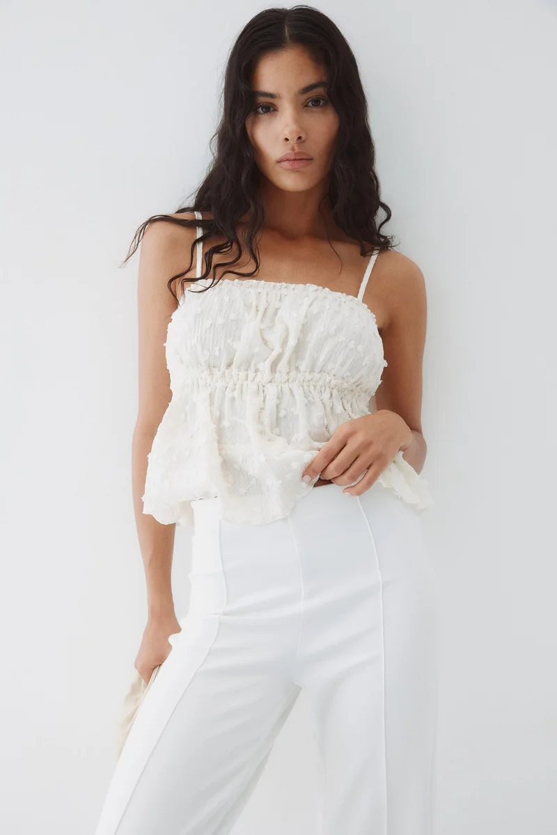 اتش اند ام بنطلون من القماش