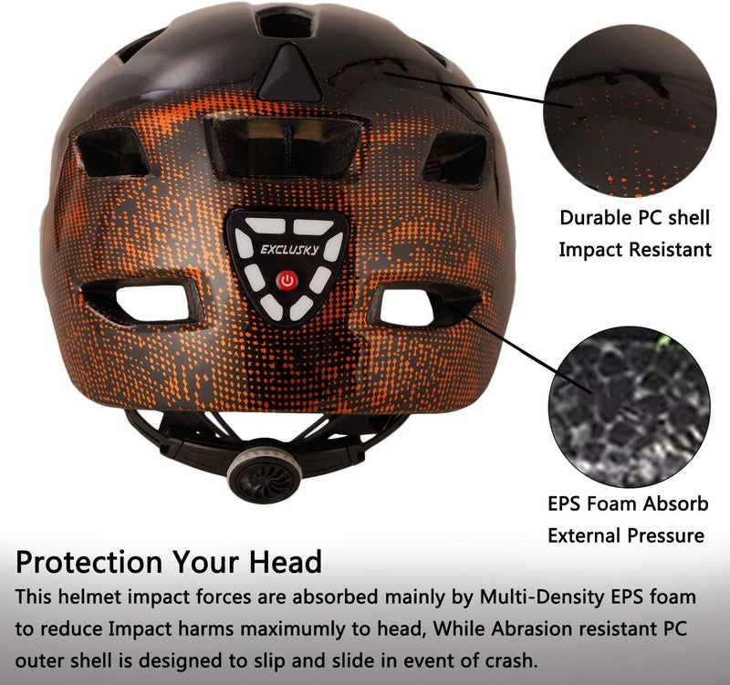 EXCLUSKY Adult Road Bike Helmet with USB Rear Light - Adjustable Lightweight Safety Helmet for Cycling - Image 5
