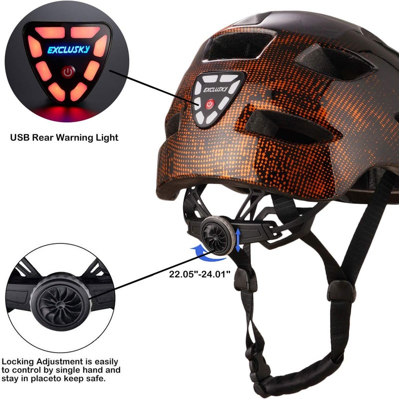EXCLUSKY Adult Road Bike Helmet with USB Rear Light - Adjustable Lightweight Safety Helmet for Cycling - Image 2