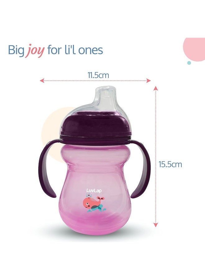 Luvlap Moby Little Spout Sipper for Infant/Toddler, 240ml, Anti-Spill Sippy Cup with Soft Silicone Spout BPA Free, 6m+ (Pink) - Image 5