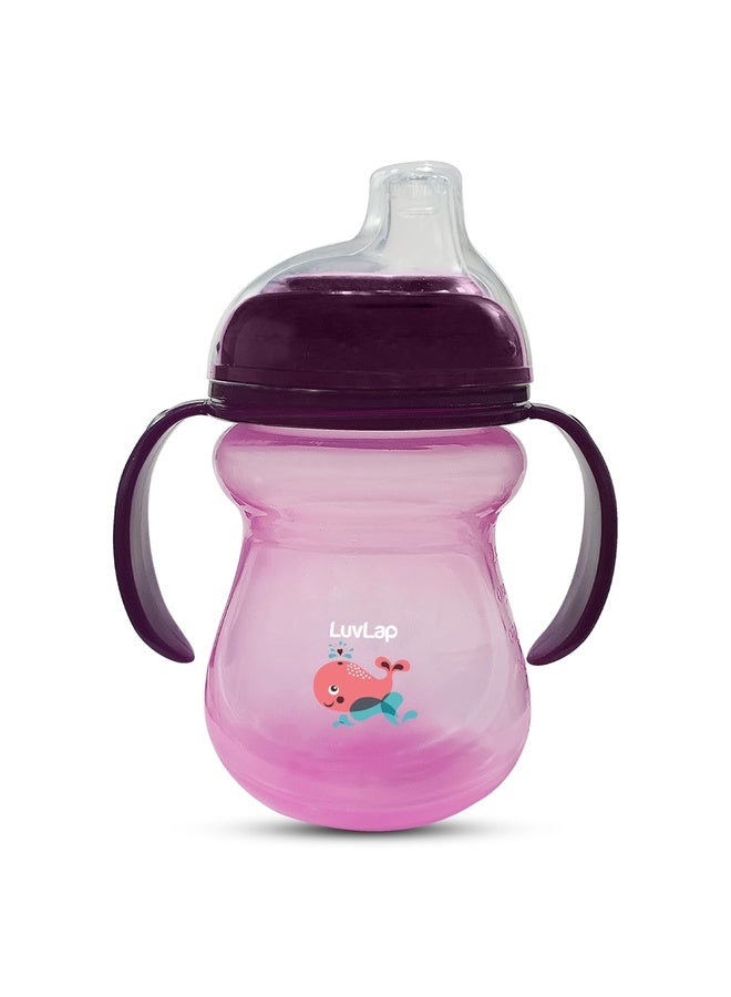 Luvlap Moby Little Spout Sipper for Infant/Toddler, 240ml, Anti-Spill Sippy Cup with Soft Silicone Spout BPA Free, 6m+ (Pink) - Image 1