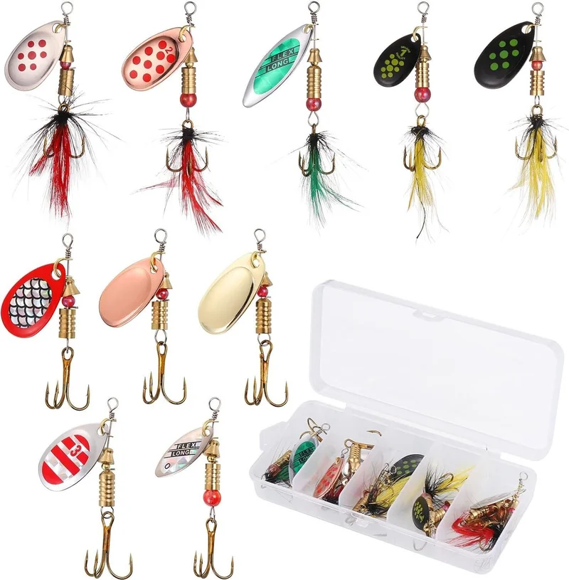 Valkyrie 10 Pieces Boxed Fly Spinner Bait Lure Set, Swivel Type, Sweet Saltwater Fly Fishing Rod