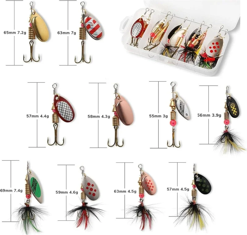 Valkyrie 10 Pieces Boxed Fly Spinner Bait Lure Set, Swivel Type, Sweet Saltwater Fly Fishing Rod