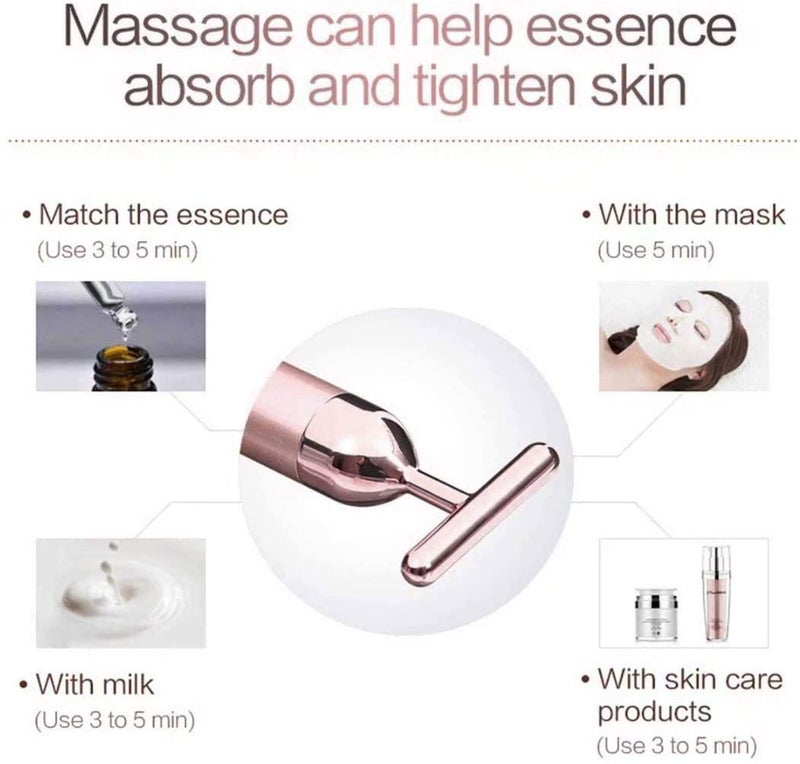 Horolas Beauty Bar 24k Golden Pulse Facial Massager, GOODYBUY T-Shape Electric Sign Face Massage Tools for Sensitive Skin Face Pull Tight Firming Lift - Image 4