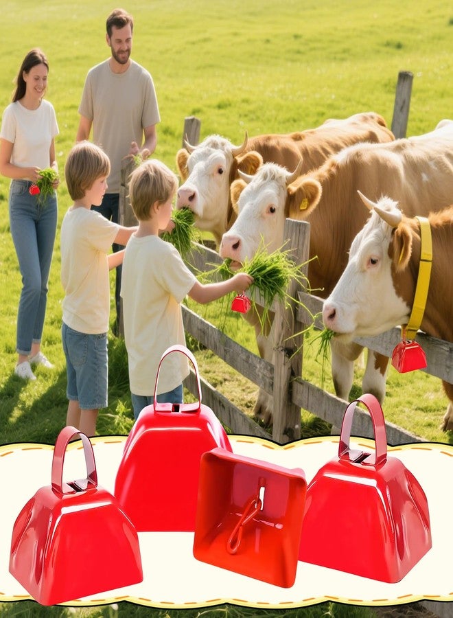Hongdouo 4PCS Metal Cow Bells Noisemakers, 3 Inch Loud Cow Bell Noise Makers for Sporting Events Party Favors with Handles, Great for Football Competitions, Sports Games, Celebration Parties (Red) - Image 5