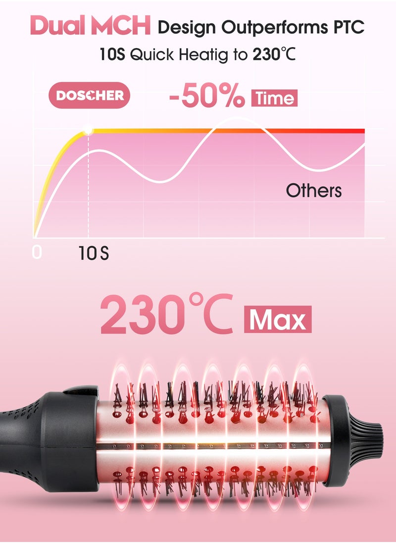 DOSCHER - Ionic Ceramic Thermal Brush Quick Heating to 230℃ Double MCH Design Smooth Straight Hair Elegant Curls Voluminous Waves Perfect Gift - Image 1