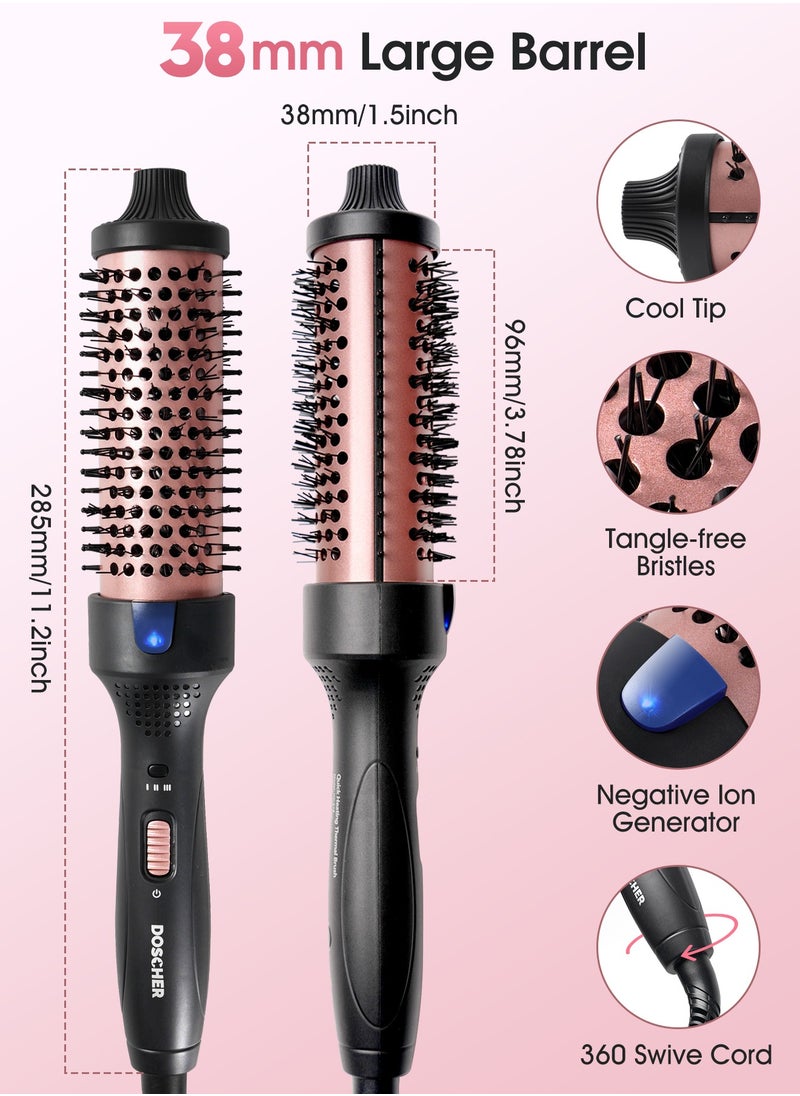DOSCHER - Ionic Ceramic Thermal Brush Quick Heating to 230℃ Double MCH Design Smooth Straight Hair Elegant Curls Voluminous Waves Perfect Gift - Image 1