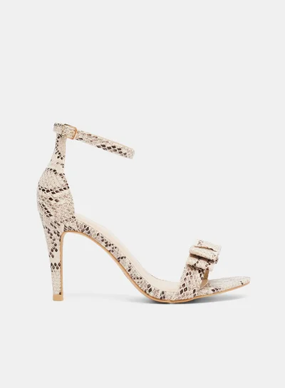 Anne Michelle Snakeskin Print High-Heel Sandals