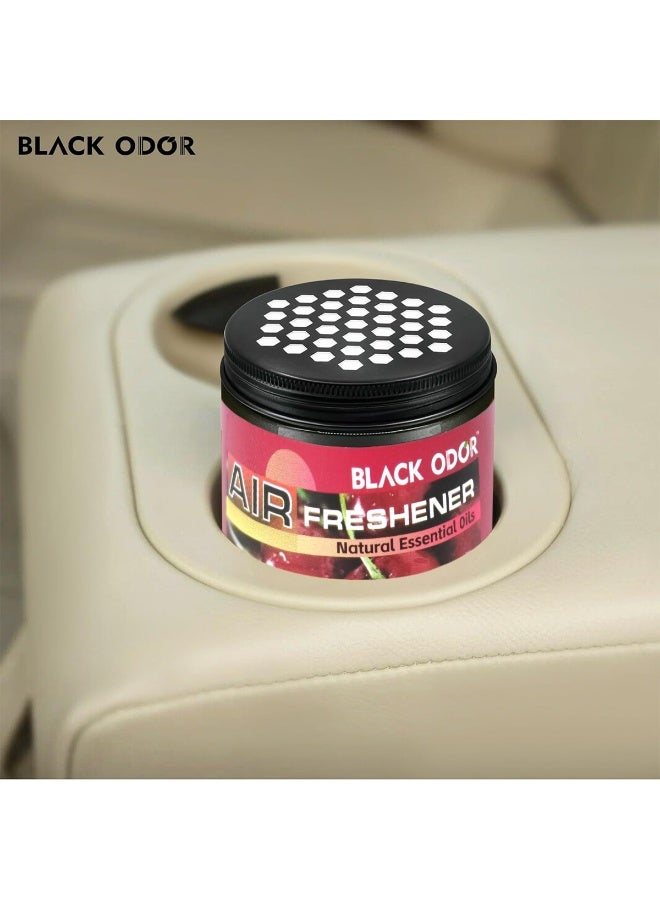 رائحة سوداء عبوة من 4 قطع جل معطر للجو (لون أسود) بوزن 180 جم - رائحة الكرز (BO-03) - زيوت عطرية طبيعية - للسيارة والمنزل - Image 3