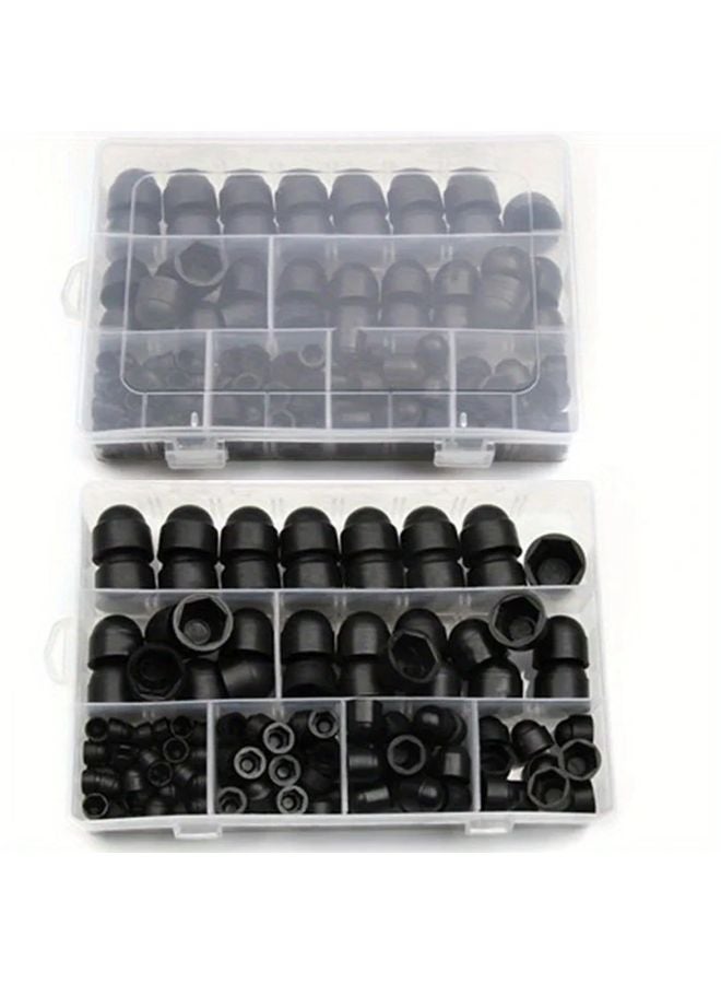 145pcs Black Nylon Hex Nut Bolt Cover Screw Cap Assortment Kit M4 M12 Acorn Dome - Image 4