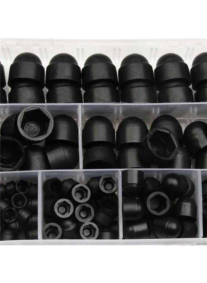 145pcs Black Nylon Hex Nut Bolt Cover Screw Cap Assortment Kit M4 M12 Acorn Dome - Image 5