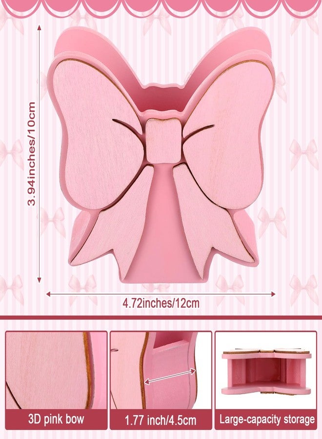 Tenceur Pink Bow Pen Holder Cute Large Capacity Pencil Holder Coquettish Pink Office Decor Pencil Cup Pot Desk Organizer for Office Makeup Brush Holders Christmas Funny Gift for Women - Image 2
