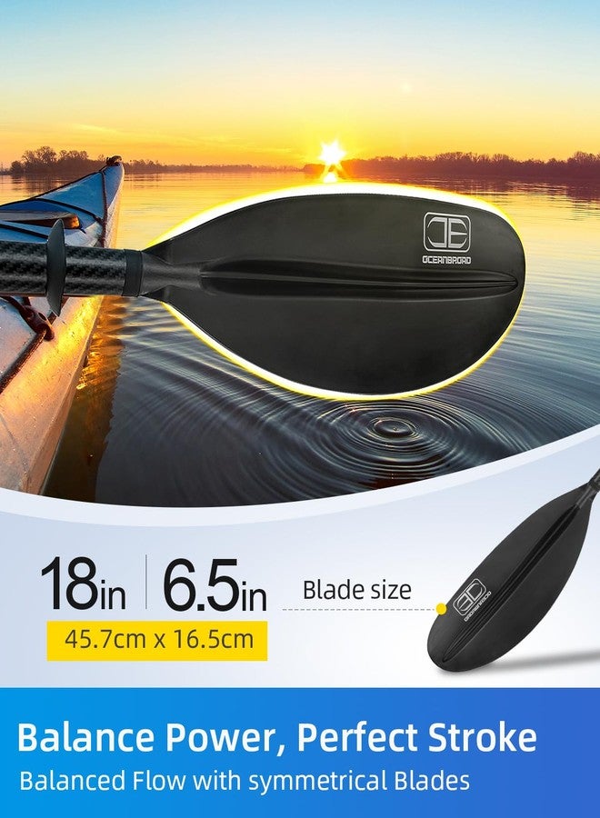 OCEANBROAD Adjustable Carbon Fiber Kayak Paddle 86in/220cm to 94in/240cm Kayaking Oar with Paddle Leash 1 Paddle, Black - Image 4
