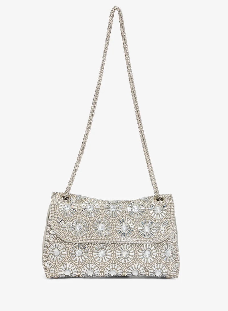 Silver Embellished Detail Clutch