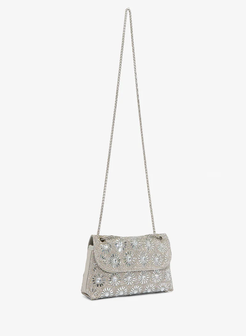 Khizana  Silver Embellished Detail Clutch for Women | Best Price UAE
