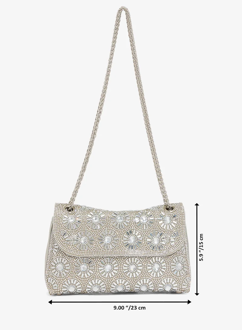 Khizana  Silver Embellished Detail Clutch for Women | Best Price UAE