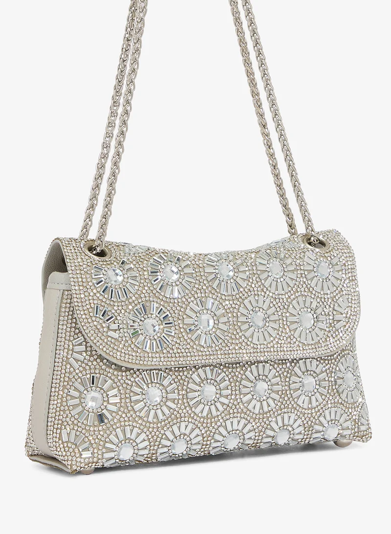 Khizana  Silver Embellished Detail Clutch for Women | Best Price UAE