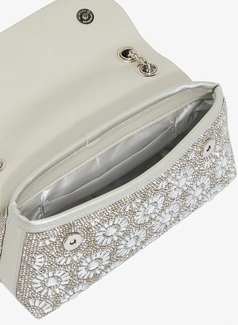 Khizana  Silver Embellished Detail Clutch for Women | Best Price UAE