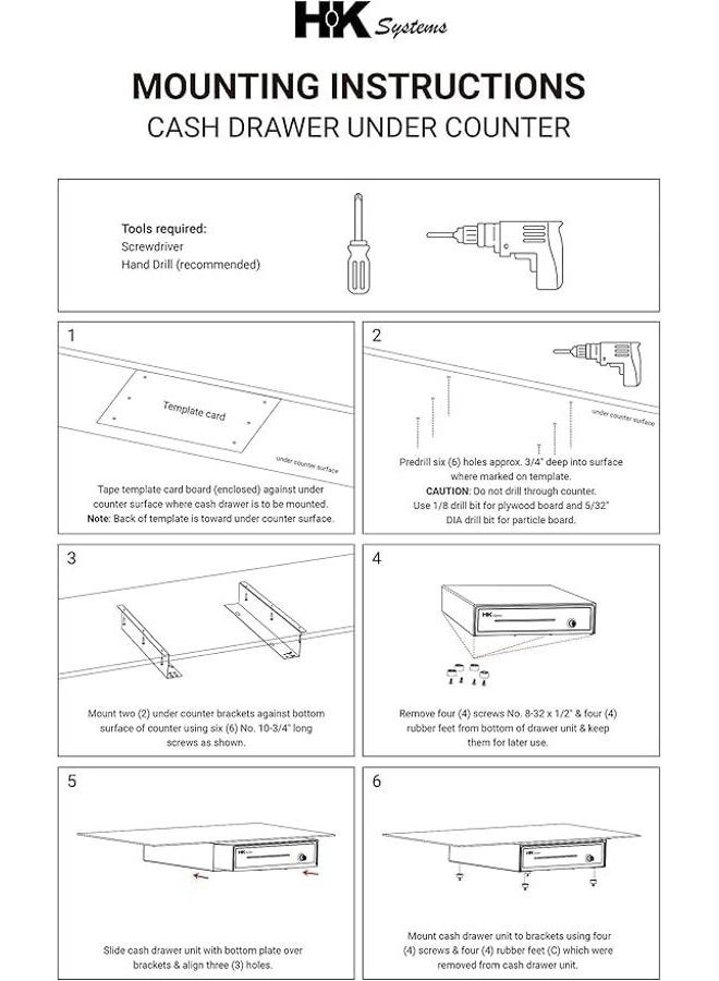 HK SYSTEMS Under Counter Mounting Metal Bracket for 13" and 16" Cash Drawer - Image 5