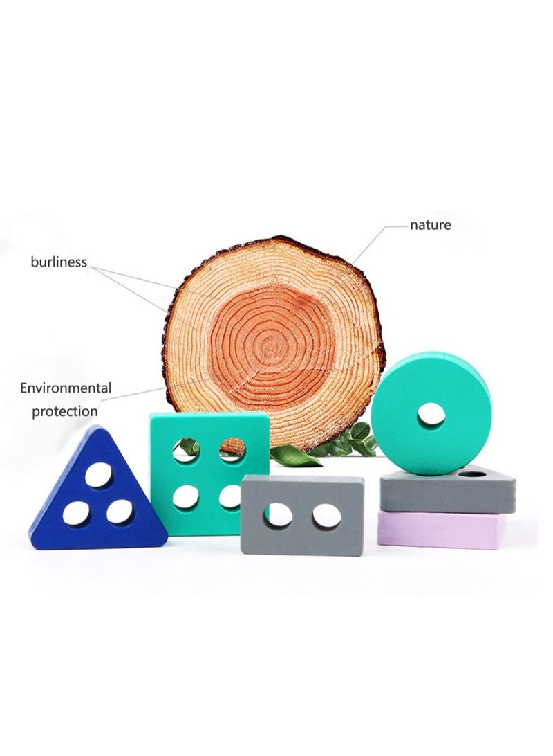 Wooden Sorting & Stacking Toy, Shape Sorter Toys for Toddlers  - Image 3
