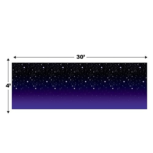 Beistle Starry Night Sky Backdrop, Awards Night Decor & Hollywood Decorations for Parties & Gatherings, Insta-Theme Nighttime Star Background, 4' x 30' - Image 2