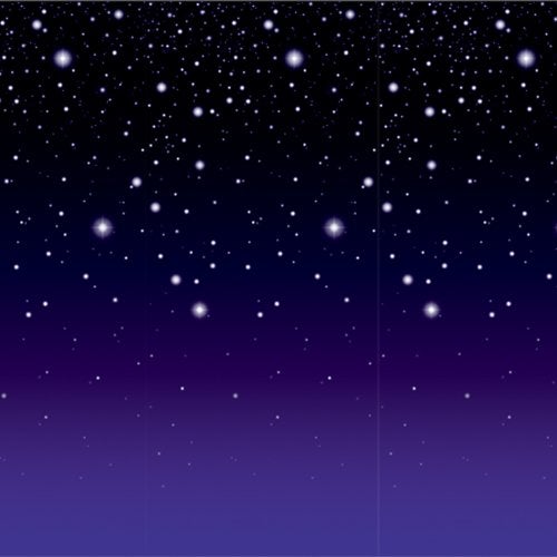 Beistle Starry Night Sky Backdrop, Awards Night Decor & Hollywood Decorations for Parties & Gatherings, Insta-Theme Nighttime Star Background, 4' x 30' - Image 1