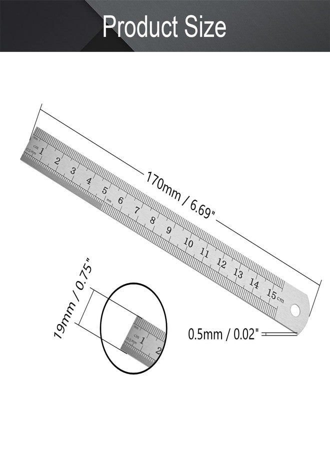 اتول مارت مجموعة مسطرة مستقيمة من يوتول مارت، مقياس مزدوج الجوانب 15 سم / 5.9 بوصة، مسطرة من الفولاذ المقاوم للصدأ، أداة قياس لمكتب الهندسة والمهندس المعماري والرسم، 5 قطع - Image 2