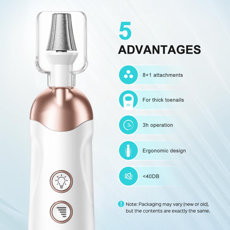 COSLUS Professional Manicure Pedicure Kit: 5 in 1 Electric Nail File Set Toenail Grinder, 5 Speed Cordless Nail Drill for Thick Nail Toenail Cuticle, Hand Feet Trimmer Buffer for Women Men Baby Pets - Image 2