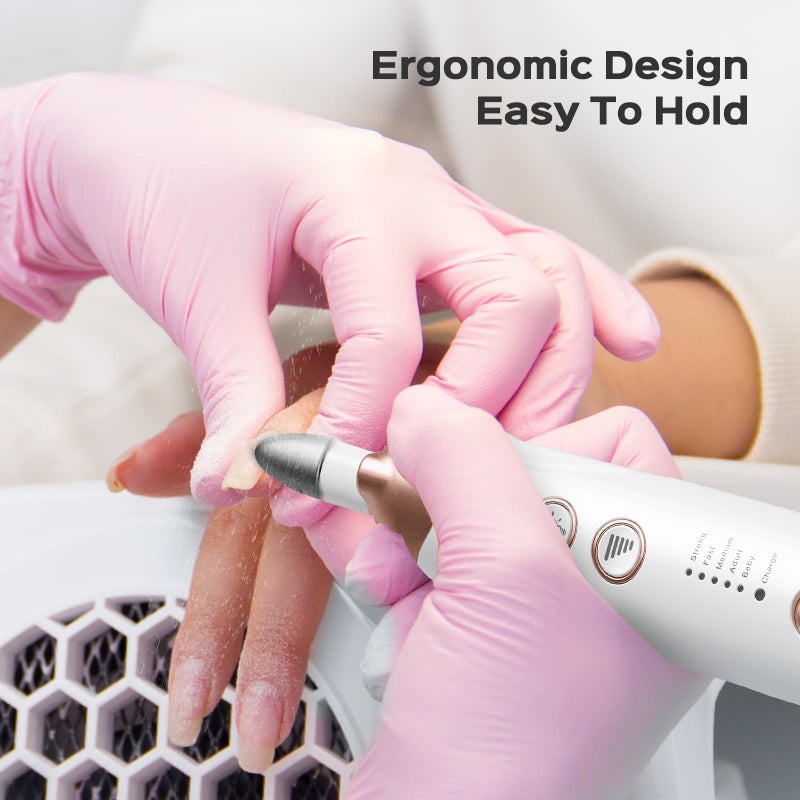 COSLUS Professional Manicure Pedicure Kit: 5 in 1 Electric Nail File Set Toenail Grinder, 5 Speed Cordless Nail Drill for Thick Nail Toenail Cuticle, Hand Feet Trimmer Buffer for Women Men Baby Pets - Image 4