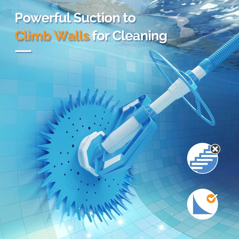 VINGLI Pool Vacuum Cleaner Automatic Sweeper Swimming Pool Creepy Crawler Vacuum with 33FT Hoses (Light Blue&White) - Image 4