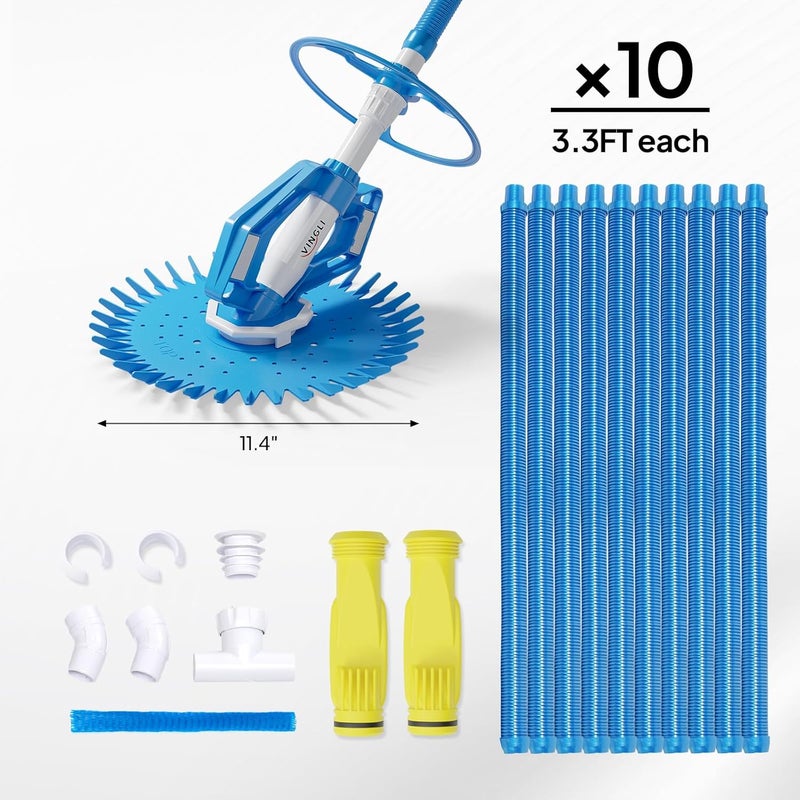 VINGLI Pool Vacuum Cleaner Automatic Sweeper Swimming Pool Creepy Crawler Vacuum with 33FT Hoses (Light Blue&White) - Image 5