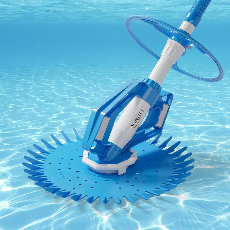 VINGLI Pool Vacuum Cleaner Automatic Sweeper Swimming Pool Creepy Crawler Vacuum with 33FT Hoses (Light Blue&White) - Image 1