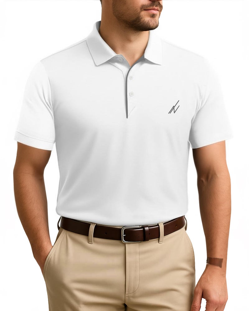 NY Threads Men's Golf Polo Shirt UPF 70+ Regular Fit Moisture Wicking Quick Dry Performance Short Sleeves Polo, Large, White - Image 3
