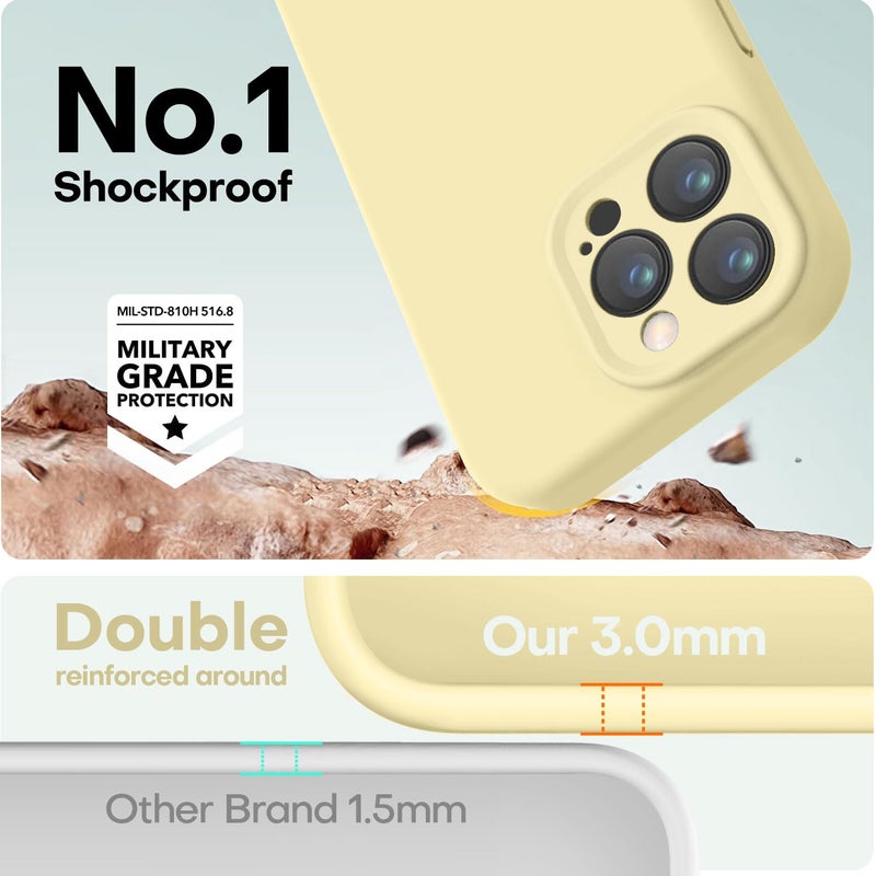 LOVE 3000 Designed for iPhone 13 Pro Max Case, Premium Silicone with [Soft Anti-Scratch Microfiber Lining] Shockproof Protective Phone Case for Men Women Girls 6.7", Creamy Yellow - Image 4