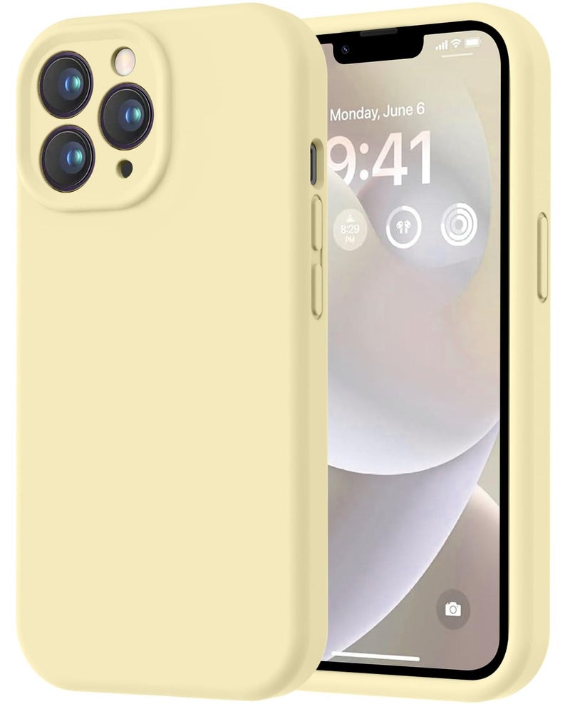 LOVE 3000 Designed for iPhone 13 Pro Max Case, Premium Silicone with [Soft Anti-Scratch Microfiber Lining] Shockproof Protective Phone Case for Men Women Girls 6.7", Creamy Yellow - Image 1