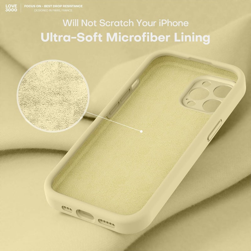 LOVE 3000 Designed for iPhone 13 Pro Max Case, Premium Silicone with [Soft Anti-Scratch Microfiber Lining] Shockproof Protective Phone Case for Men Women Girls 6.7", Creamy Yellow - Image 5
