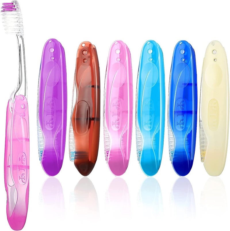 Goodern 6 Pieces Travel Toothbrush Set - Mini Portable Kit With Soft, Durable, Individually Packed Folding Toothbrushes for Camping, School, Home, Business Trip - Image 1