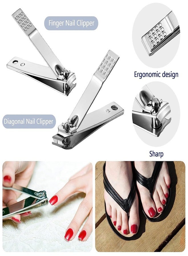 click2shop Manicure Kit Nail Clippers Set - Stainless Steel Pedicure Tools - Black 7-in-1 Grooming Kit with Nail Scissors, Cutter, Ear Pick, Tweezers, Scissors, Eyebrow Nail File - for Men & Women - Image 2