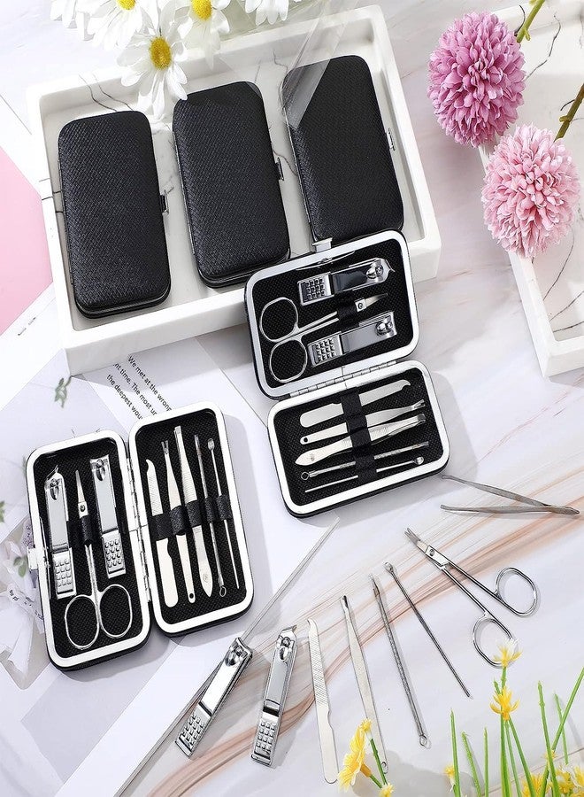 click2shop Manicure Kit Nail Clippers Set - Stainless Steel Pedicure Tools - Black 7-in-1 Grooming Kit with Nail Scissors, Cutter, Ear Pick, Tweezers, Scissors, Eyebrow Nail File - for Men & Women - Image 4