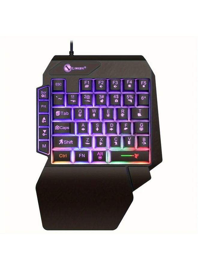 لوحة مفاتيح وألعاب كمبيوتر مدمجة للاستخدام بيد واحدة مع إضاءة خلفية RGB و35 مفتاحًا - Image 1